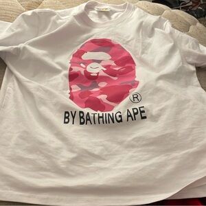 Bape White Tee with Red and Green Logo